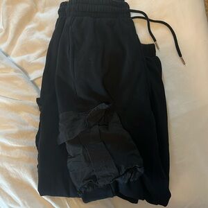 black cargo sweatpants from garage